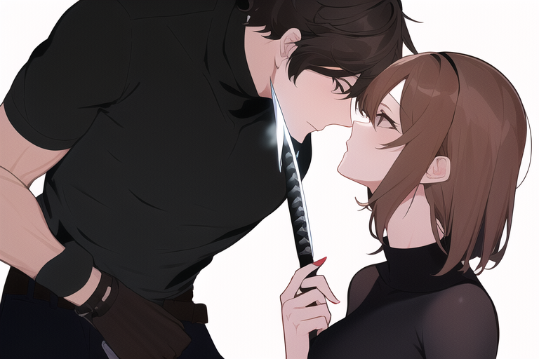 a brown haired man in a black turtleneck getting stabbed by a magical girl, 1gir s-3299905420.png