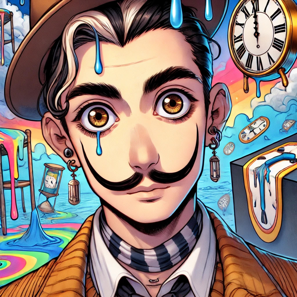 DALL·E 2024-08-02 09.07.01 - An anime-style depiction of Salvador Dali, featuring his iconic m...jpg