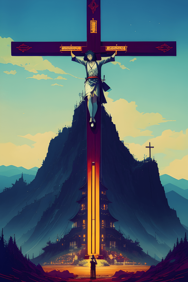 lushill-style-a-huge-crucifixion-cross-on-a-mountain-intricately-detailed-mechanical-by-sakiya...png