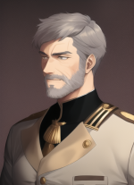 1man, victorian, military uniform, very short hair, muscular male, grey hair, ma s-2646798388.png