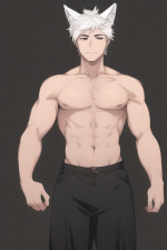 1man, {stubble}, white hair, wolf ears, wolf tail, no shirt, s-1192248148.png